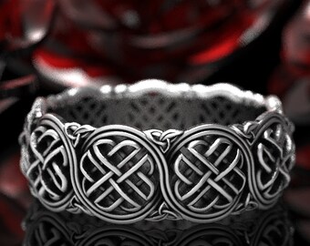 Celtic Wedding Ring With Shield Knot, Celtic Protection Knot, Celtic Trinity Knot Ring, Sterling Celtic Wedding Band, Handmade Ring, 1281