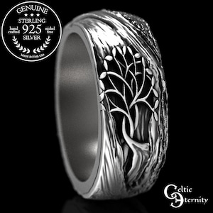 Tree of Life Ring, Silver Tree Ring, Tree of Life Wedding Band, Men&#39;s Wedding Band, Silver Wedding Band, Celtic Tree of Life Ring, 1793