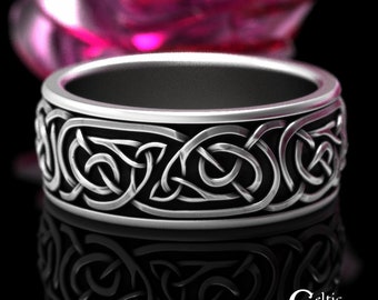 Celtic Sterling Wedding Ring, Mens Silver Celtic Ring, Silver Knotwork Ring, Silver Celtic Ring, Irish Wedding Ring, Mens Celtic Ring, 1915