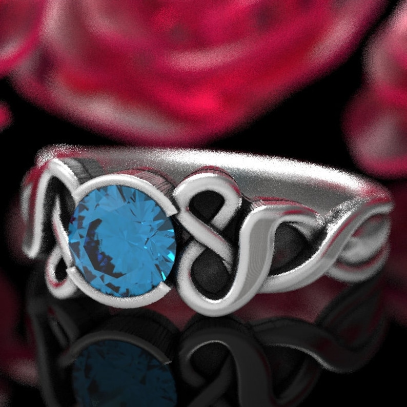 Made in Your Size CR-405b RESERVED FOR Jessprovencio 4 Payments Celtic Aquamarine Ring With Custom Knot Design in Sterling Silver