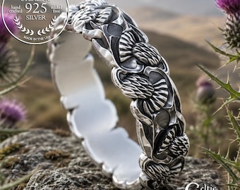 Sterling Silver Thistle Ring, Scottish Wedding Ring, Botanical Ring, Celtic Thistle Ring, Celtic Wedding Ring, 1470