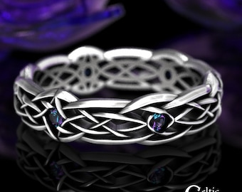 Alexandrite Sterling Celtic Ring, Womens Alexandrite Ring, Alexandrite Celtic Ring, Alexandrite Norse Ring, Alexandrite Viking Ring, 1416