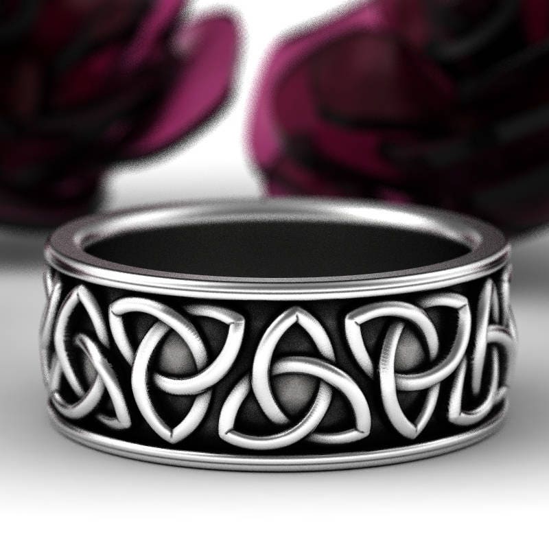 Celtic Trinity Wedding Ring, Trinity Knot Wedding Band