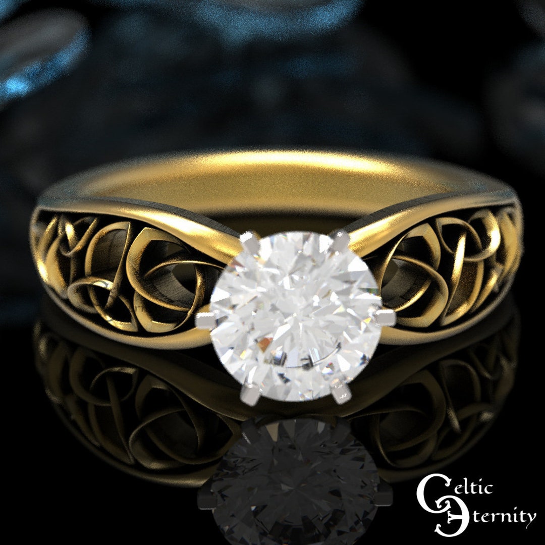 Celtic Gold Carat Moissanite Engagement Ring, Carat