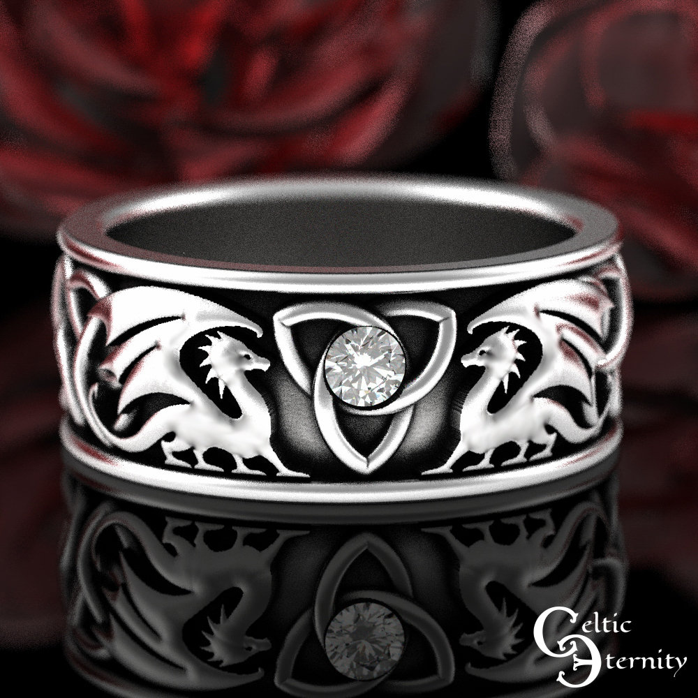 Celtic dragon wedding bands deals
