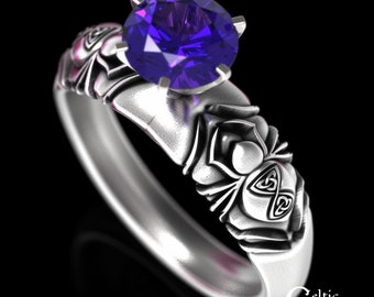 Amethyst Spider Engagement Ring, Silver Spider Ring, Celtic Spider Wedding Ring, Sterling Spider Engagement Ring, Spider Wedding Ring, 1885