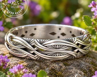 Embellished Celtic Eternity Band, Silver Celtic Wedding Ring, Celtic Knot Ring, Unique Wedding Band, Silver Celtic Ring, Eternity Ring 1740