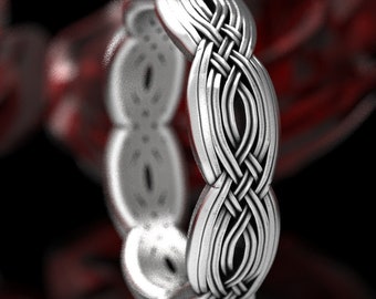 Sterling Silver Celtic Wedding Ring, Woven Wedding Band, Silver Celtic Weave Ring, Interwoven Celtic Ring, Silver Celtic Wedding Ring, 1284