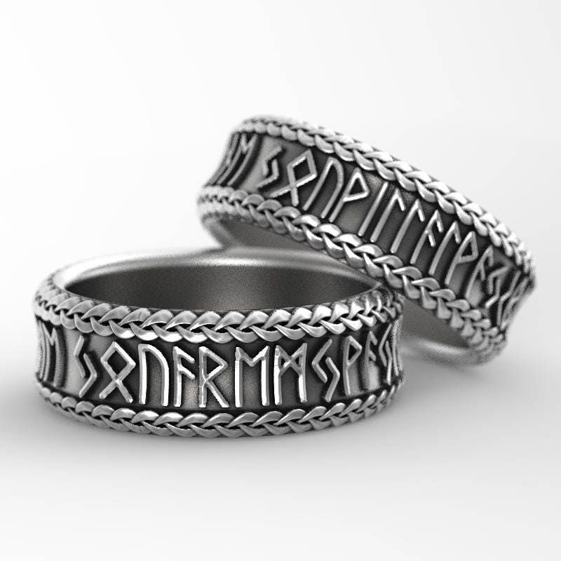RESERVED FOR Katrina Custom Runes Viking Rune Ring Set, Silver Rune ...