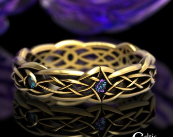 10K Alexandrite Ring, Gold Celtic Alexandrite Ring, Womens Alexandrite Gold Ring, Alexandrite Gold Celtic Ring, 10K Womens Alexandrite, 1416