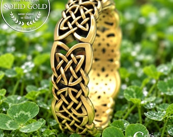 Celtic Dara Eternity Band in Gold, Celtic Wedding Ring, 10K 14K 18K Gold Platinum Celtic Knot Ring, Unique Wedding Band, Eternity Ring, 1402