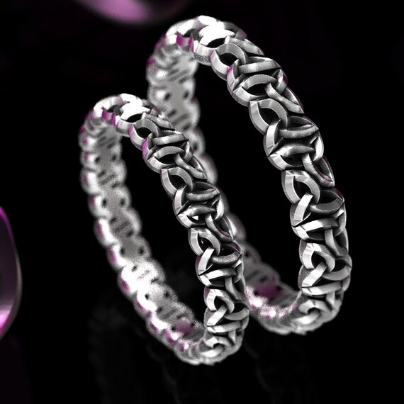 Celtic Wedding Ring Set His and Her Trinity Knot Sterling Etsy