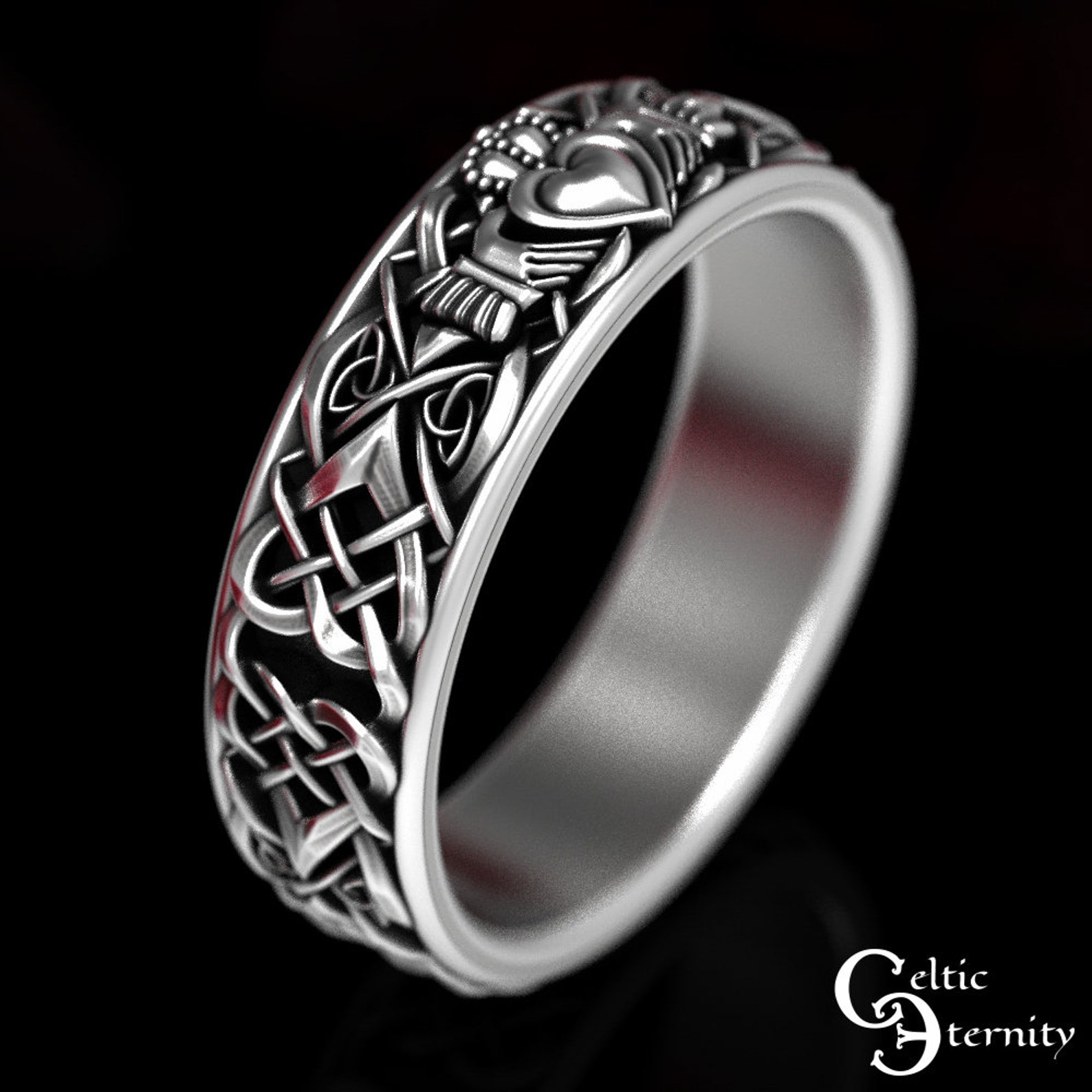 Gold Mens Claddagh Ring, 10K Heart Claddagh Ring, 14K Mans Celtic Gold Mens Claddagh Ring, 10K Heart Claddagh Ring, 14K Mans Celtic