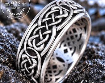 Modern Celtic Wedding Band, Mens Silver Wedding Band, Mens Celtic Ring, Sterling Silver Mens Ring, Mens Celtic Wedding Band, 1583