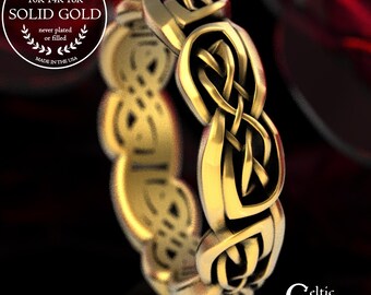 Infinity Knot Braided Wedding Band in Solid 10K 14K 18K Gold or Platinum, Woven Cut-Through Eternity Ring, Handmade in Your Size,  CR1382