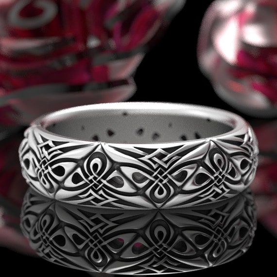 Celtic Wedding Sterling Silver Celtic Knot Ring Unique Wedding Band Wedding Band Men Made in Your Size 1195 Celtic Eternity Ring