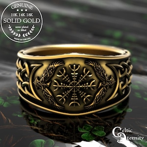 Gold Viking Signet Ring, White Gold Viking Wedding Band, Platinum Raven Ring, Gold Magical Jewelry, Platinum Pagan Ring, Viking Sigil, 1160