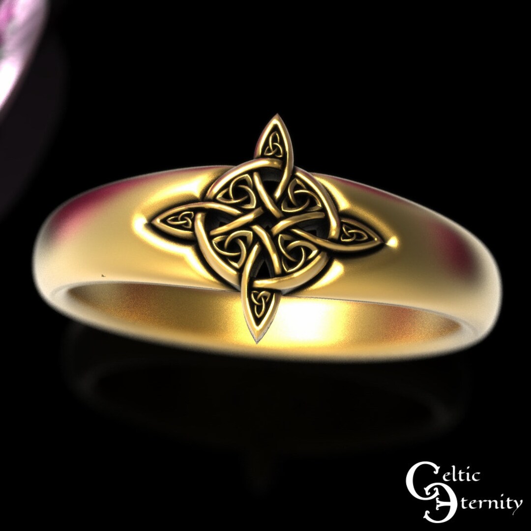 Gold Celtic Knot Ring, Witch Knot Ring, Gold Womens Celtic Ring, Gold