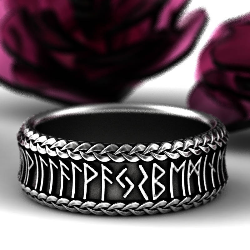 RESERVED FOR Katrina Custom Runes Viking Rune Ring Set, Silver Rune ...