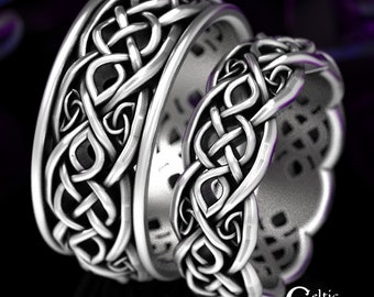 Platinum Celtic Ring Set, Platinum Infinity Knot Rings, Platinum Irish Matching Ring Set, His Hers Platinum Wedding Bands, Irish, 1057 1095