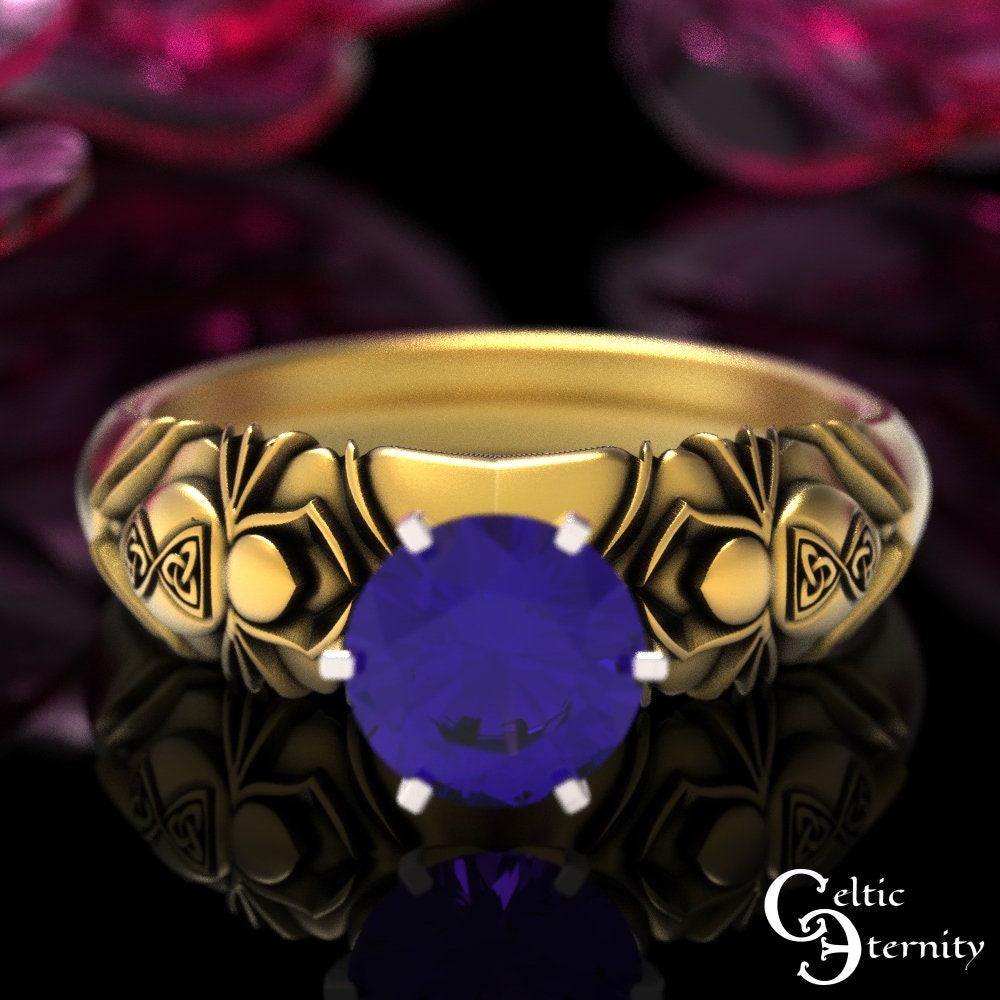 10K Amethyst Spider Ring, 10K Spider Engagement Ring, 14K Gold Spider