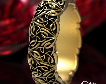Nature Wedding Ring, Gold Wedding Ring, Platinum Wedding Band, Celtic Gold Ring, Gold Plant Ring, Leaf Ring, Nature Inspired Ring, 1444