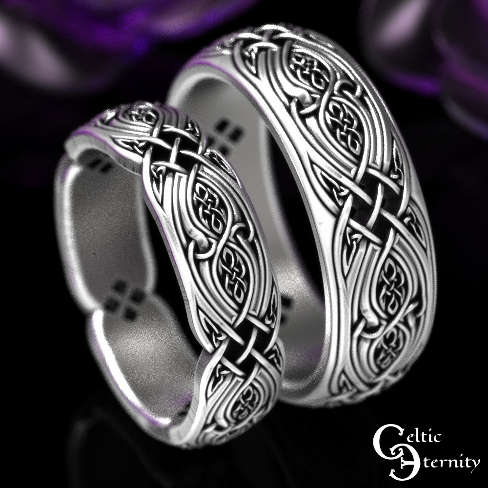 Silver celtic wedding bands best sale