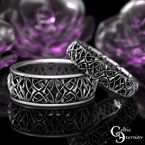 Sterling Celtic Wedding Ring Set, His Hers Infinity Wedding Bands, Matching Wedding Rings, Infinity Sterling Wedding Set, 1430 + 646