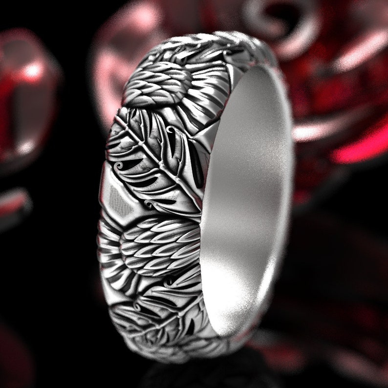 Silver Thistle Ring Mens Handmade Rings 925 Sterling Silver Scottish Ring Scottish Thistle Jewelry Custom Size 1317 Botanical Jewelry