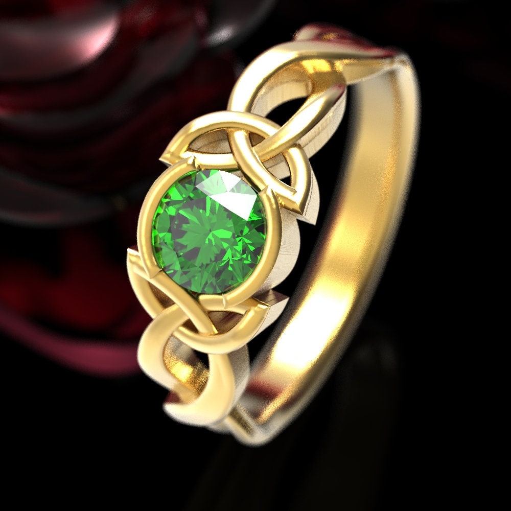 Celtic Engagement Ring Rose Gold and Emerald ENG10 - Doron Merav