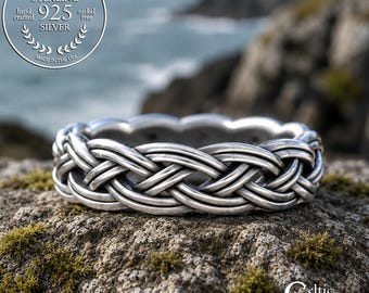 Woman's Sterling Woven Infinity Wedding Band, Celtic Double Knot Ring, Silver Everlasting Love Ring, Traditional Irish Bridal Ring, 2146