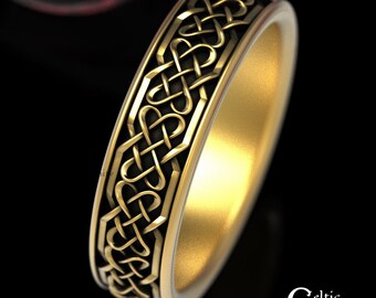 Gold Celtic Wedding Ring, Rose Gold Wedding Band, Gold Heart Wedding Band, Heart Wedding Band, Celtic Knot Ring, Platinum Wedding Band 1098