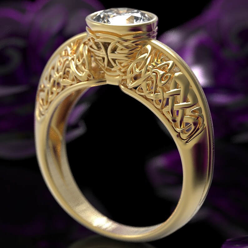 Dragon Engagement Ring Gold Dragon Ring Moissanite Etsy