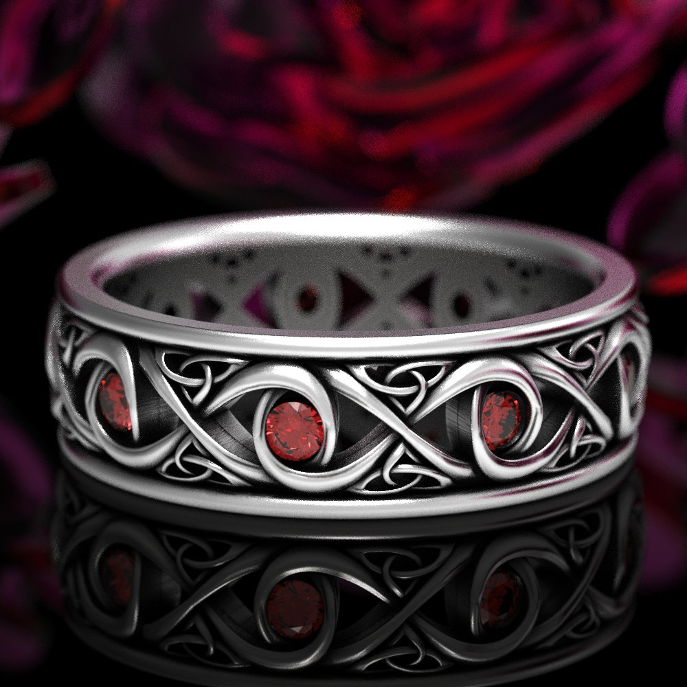 Infinity Ruby Wedding Ring, Celtic Ruby Wedding Ring