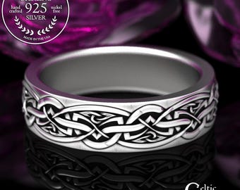 Woman's Sterling Celtic Heart Wedding Ring, Silver Scottish Anniversary Ring, Irish Trinity Knot Jewelry, 2168