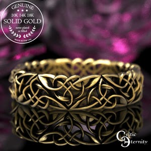 Gold Celtic Wedding Ring, Platinum Wedding Band, Celtic Gold Ring, 10K 14K 18K Gold Modern Wedding Band, Infinity Wedding Band 1424