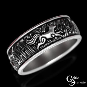 Silver Fox Ring, Sterling Fox Ring, Celtic Fox Ring, Mens Fox Ring, Sterling Silver Fox Wedding Ring, Fox Jewelry, Fox Wedding Band, 1908