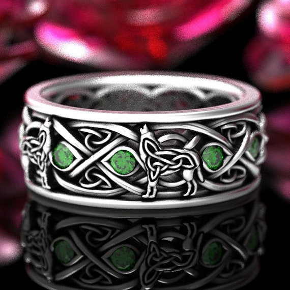 Mens wolf deals wedding band