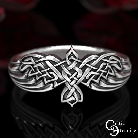Sterling Silver Raven Ring Raven Wedding Ring Raven Jewelry