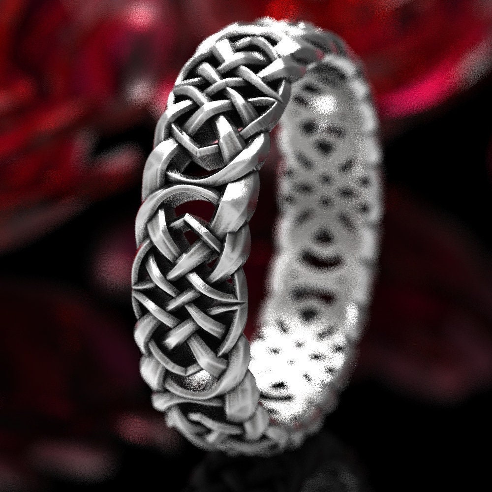 Celtic Eternity Band in Sterling Silver, Celtic Wedding Ring, Celtic