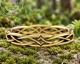 Gold Woman's Irish Knotwork Intricate Wedding Band, White Gold Narrow Wedding Ring, Dainty Celtic Weave Knot, 18K Delicate Bride Ring, 2083