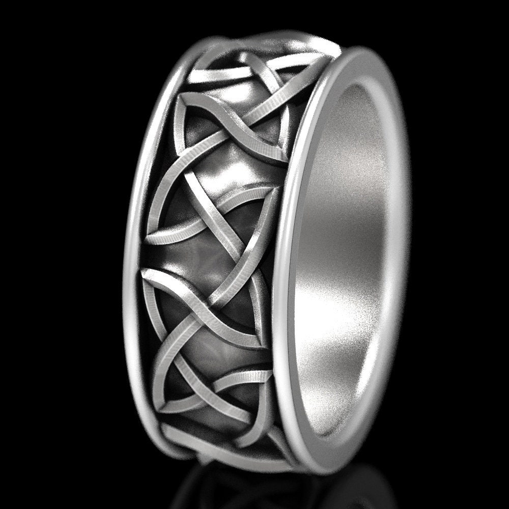 Celtic Wedding Ring with Raised Relief Endless Dara Knotwork | Etsy