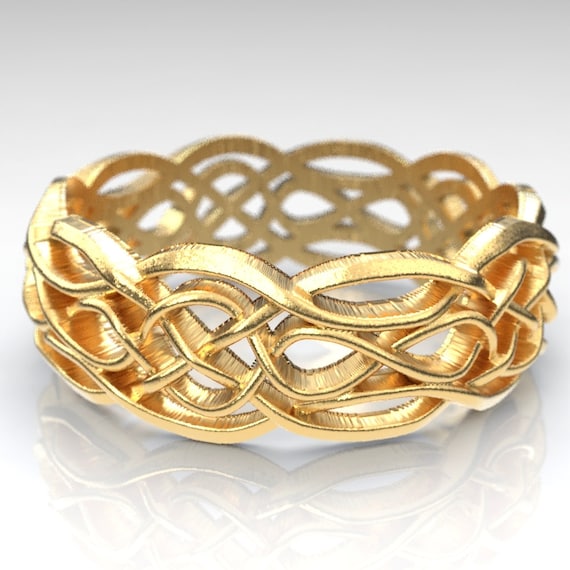 Gold Celtic Wedding Ring With Cut Through Infinity Symbol Etsy