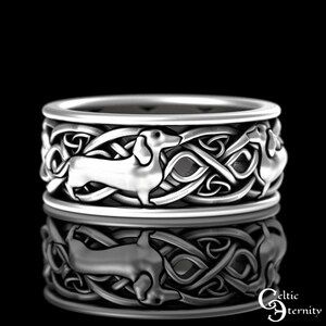 Mens Dachshund Ring, Sterling Silver Dog Ring, Dachshund Jewelry, Dog Lover Gift, Canine Ring, Dog Show Ring, Dachshund Wedding Ring, 3013 image 5
