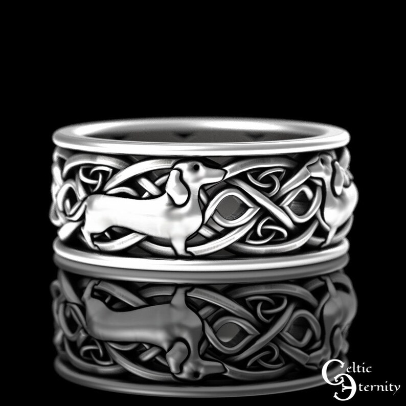 Mens Dachshund Ring, Sterling Silver Dog Ring, Dachshund Jewelry, Dog Lover Gift, Canine Ring, Dog Show Ring, Dachshund Wedding Ring, 3013 image 5