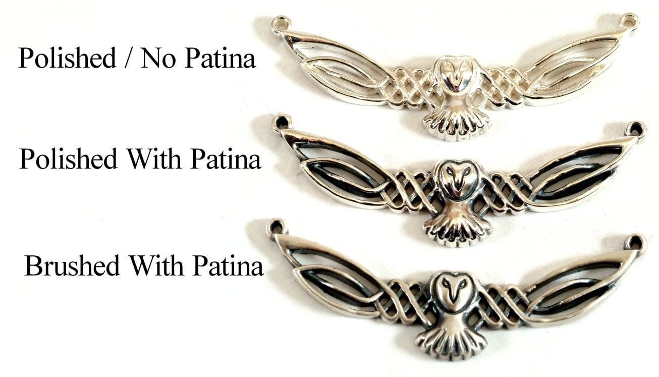 Celtic Owl with Key Amulet Charm .925 Sterling Silver Pendant