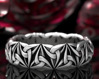 Trinity Knot Ring, Unique Wedding Ring, Silver Celtic Knot Wedding Ring, Sterling Silver Knot Ring, Knotwork Ring, Celtic Tribal Ring, 1292