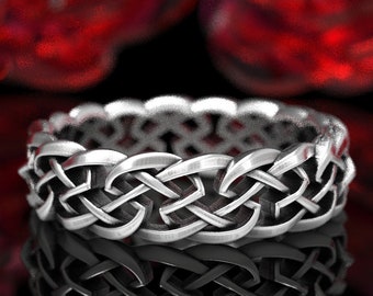 Celtic Knot of Protection, Celtic Wedding Band, Sterling Silver Knotwork, Irish Wedding Design, Sterling Celtic Ring, Corner Knot Ring 1356