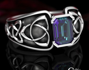 Alexandrite Engagement Ring, Sterling Silver Celtic Ring, Silver Alexandrite Ring, Alexandrite Statement Ring, Silver Celtic Ring, 1531