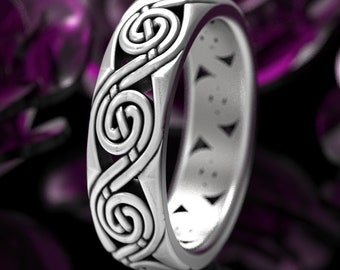Triskelion Knot Ring, Celtic Knot Ring, Sterling Silver Knotwork Ring, Celtic Knotwork Wedding Band, Unique Celtic Wedding Ring, 1297
